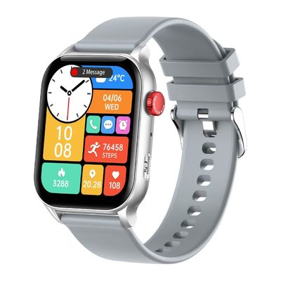 Rainbuvvy KR86 Smart Watch en argent en forme rectangulaire Mode style Surveillance de la santé