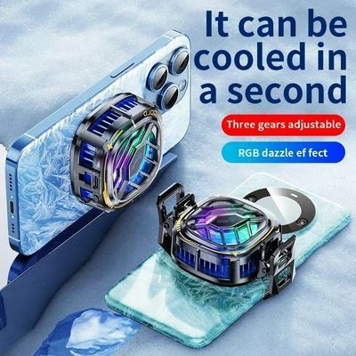 Un bon prix. Radiateur de refroidissement universel magnétique pour téléphone portable X76 avec affichage numérique et vitesse de 5000 tr/min, compatible IOS et Android, pour jeux PUBG en ligne