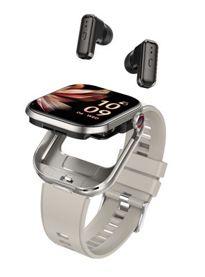 TWS 2 en 1 écouteurs Bluetooth et 2.02'TFT Écran Carré Bluetooth Appel Smart Watch avec 400911 capacité de batterie 3.7V/25MAH