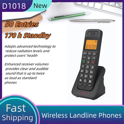 D1018 Téléphone fixe sans fil LCD à faible rayonnement avec fonction d'appel mains libres pour bureau ou domicile Hauteur environ 21 cm/8,27 pouces