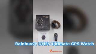 Rainbuvvy DM59 GPS montre intelligente 1.43 '' AMOLED avec carte hors ligne 5ATM étanche 500mAh batterie